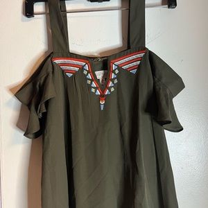 Military Green off the Shoulder Blouse